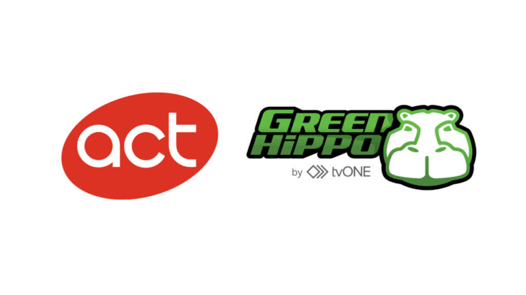 act entertainment and green hippo logos