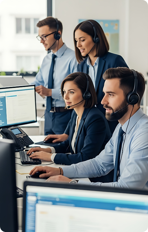 Tim perusahaan bekerja di kantor